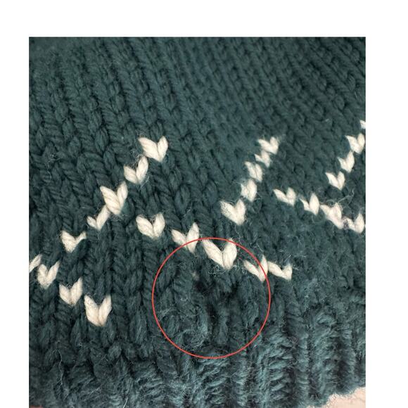 Vintage Talbots 100% wool pine tree cardigan sweater green white size medium M - Picture 5 of 7